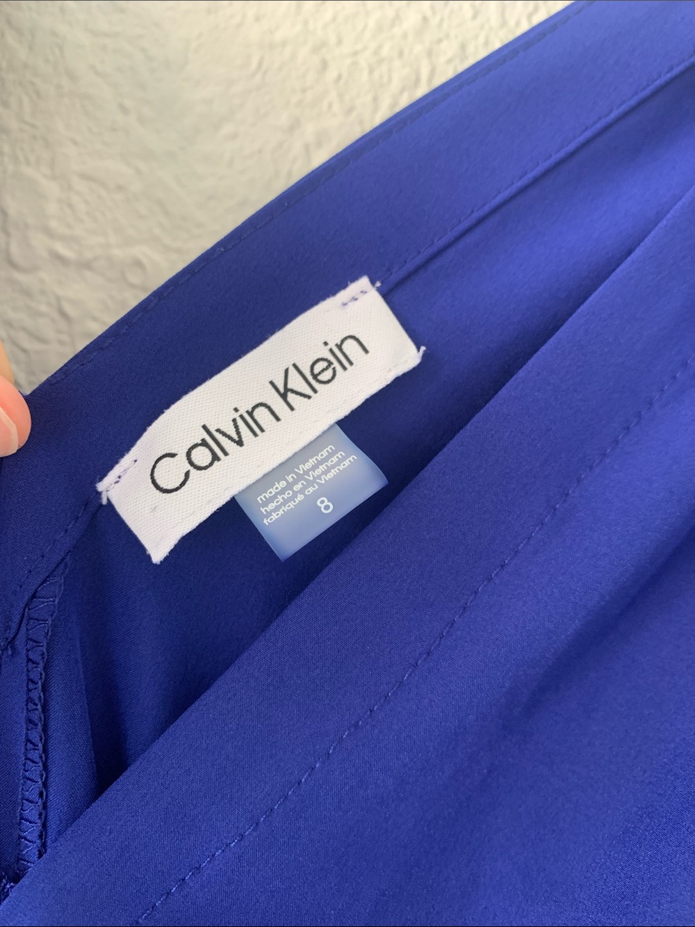 Calvin Klein Sleeveless V-Neck Tie-Shoulder Maxi Dress in Royal Blue - Picture 3 of 6